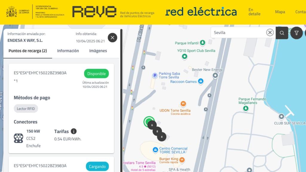 Información de un punto de carga