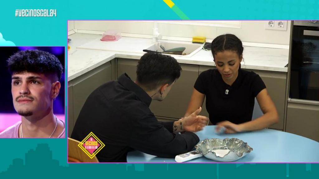 Álvaro y Mayeli hablan de la relación de Tadeo y Sthefany en 'Los vecinos...'.