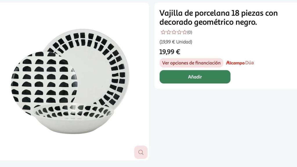 Vajilla de porcelana 18 piezas con decorado geométrico.