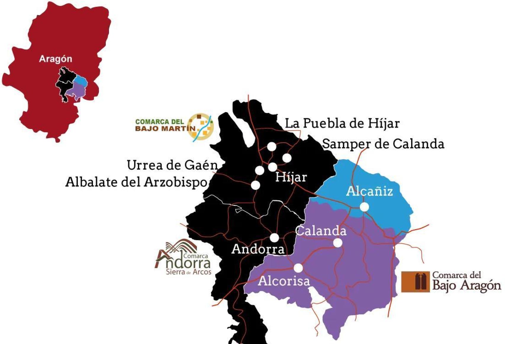 Mapa de la Ruta del tambor y el Bombo.