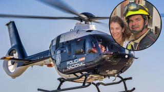 El helicóptero de la Policía Nacional, con la imagen de Juan Millán.