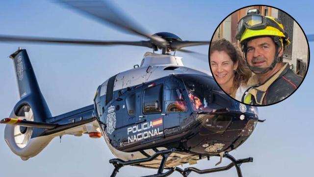 El helicóptero de la Policía Nacional, con la imagen de Juan Millán.