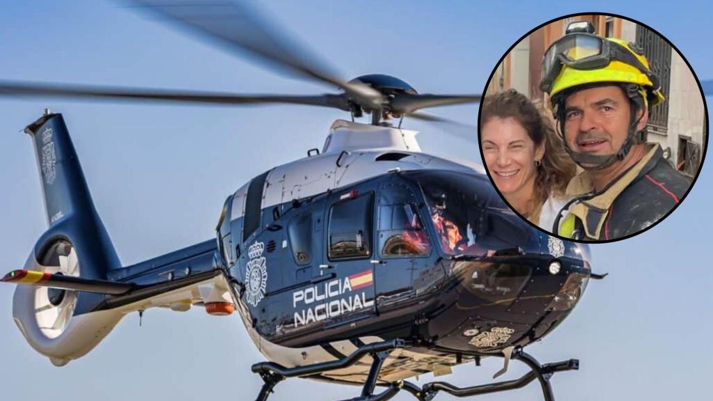 El helicóptero de la Policía Nacional, con la imagen de Juan Millán.