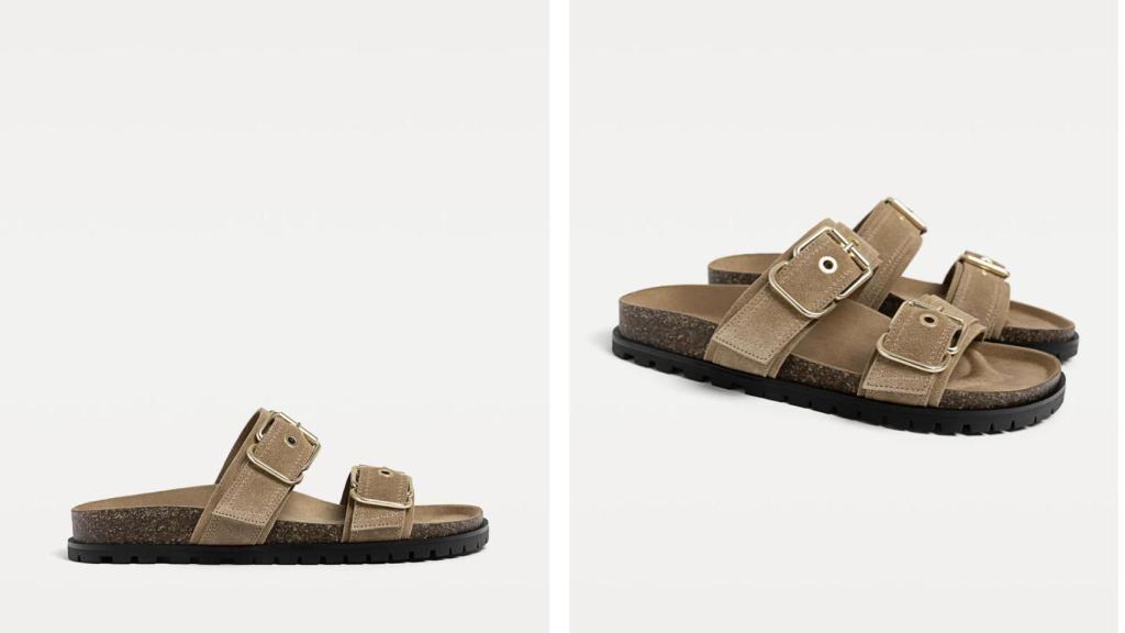 Sandalias planas piel.