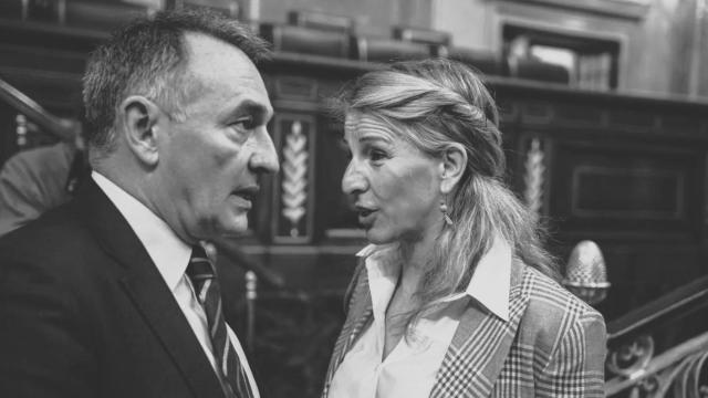 Enrique Santiago y Yolanda Díaz, en el Congreso.