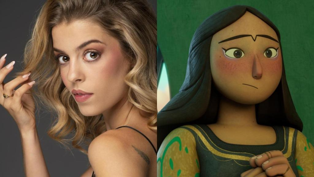 Nerea Rodríguez en una imagen promocional y un fragmento de la película 'La luz de Aisha'.