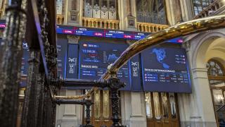 Interior del Palacio de la Bolsa de Madrid.