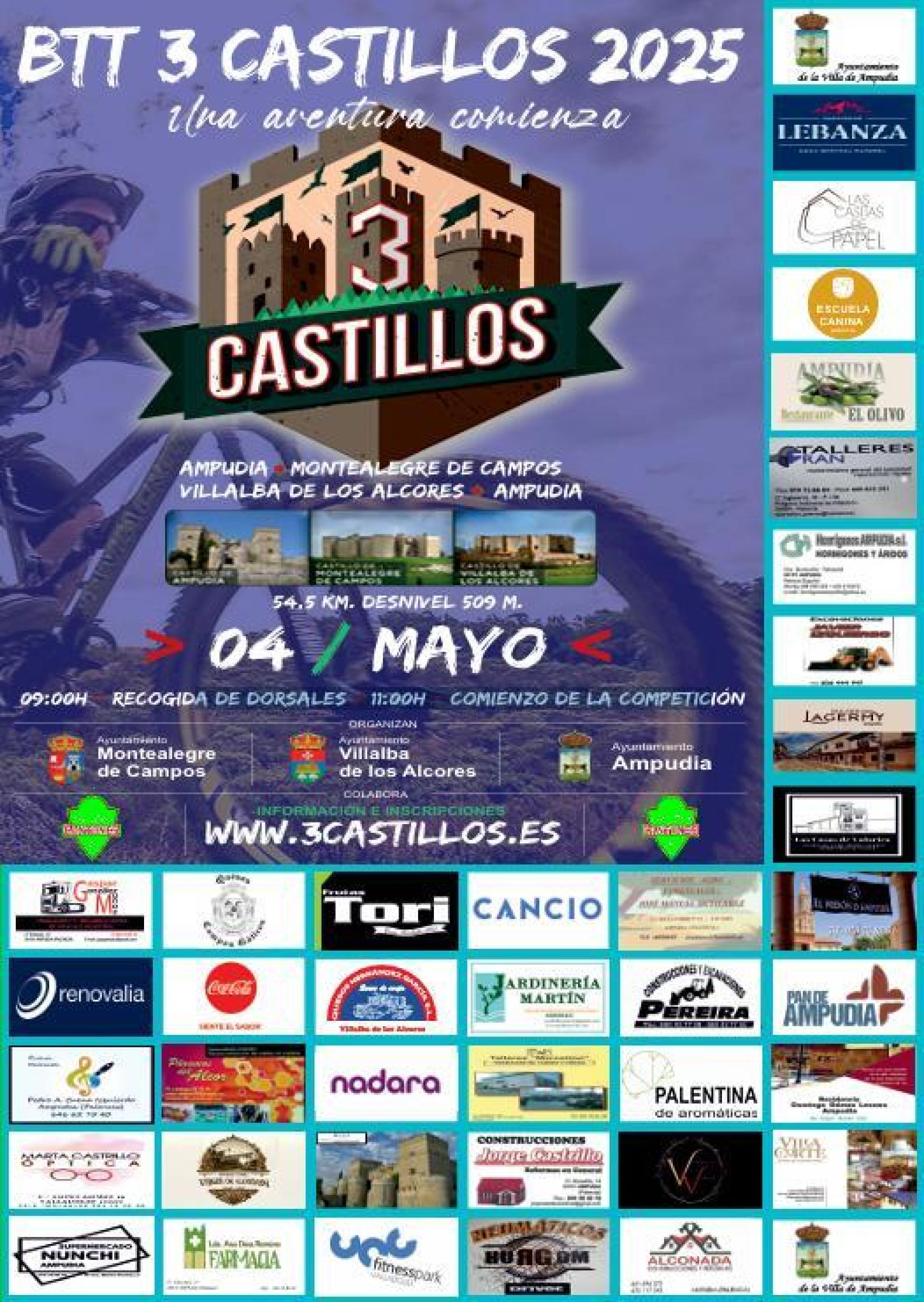 Cartel de BTT 3 CASTILLOS de Ampudia