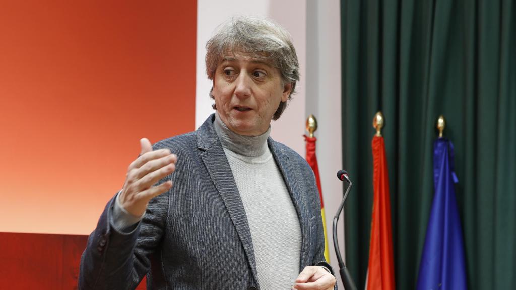 El secretario general del PSOE de Castilla y León, Carlos Martínez, durante su intervención de este viernes en Soria