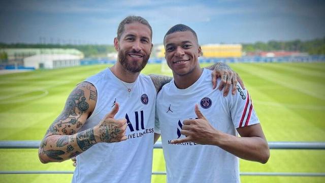 Sergio Ramos y Kylian Mbappé, en su época juntos en el PSG