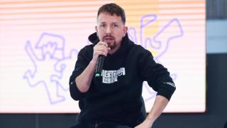 El exvicepresidente del Gobierno Pablo Iglesias, este viernes en Madrid durante la apertura de la quinta asamblea ciudadana de Podemos.