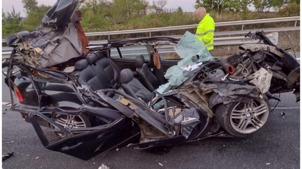 Accidente en la AP-9, a su paso por Teo (A Coruña).