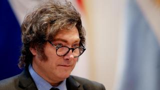 El presidente argentino Javier Milei en una rueda de prensa durante su visita a Paraguay.