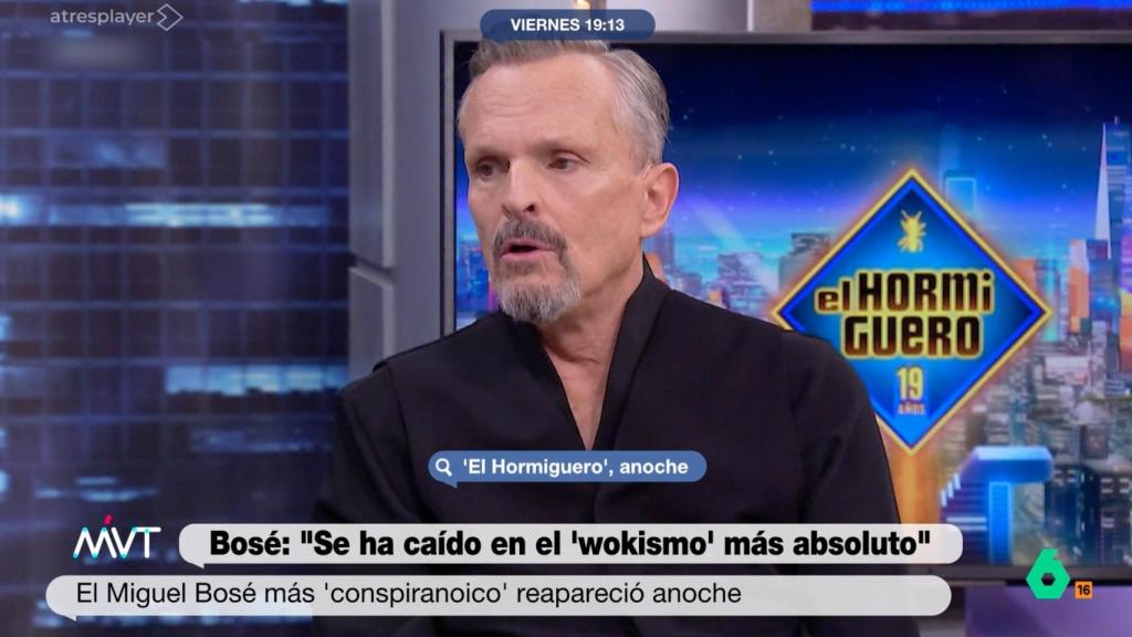 Fragmento de la visita de Miguel Bosé a 'El Hormiguero' en 'Más Vale Tarde'.