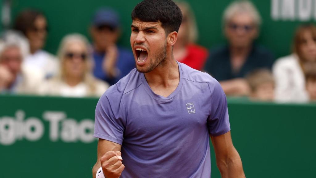 Carlos Alcaraz celebra en el Masters 1.000 de Montecarlo