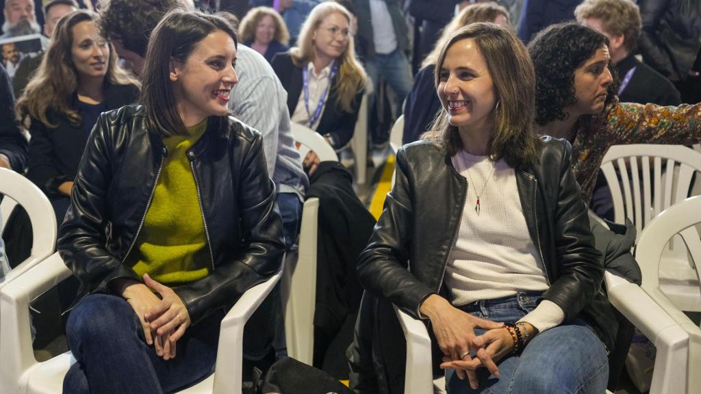 Irene Montero e Ione Belarra, este fin de semana durante la quinta asamblea ciudadana de Podemos celebrada en Madrid.