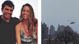 A la derecha, la familia Escobar Camprubí en una foto familiar; a la derecha, el helicóptero donde viajaban despiezándose.