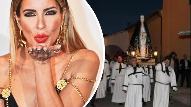 Bea Jarrín, junto a la procesión de los caramelos en Villada (Palencia)