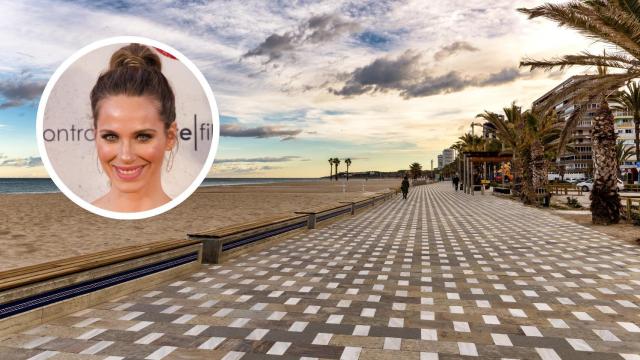 Montaje de la playa de San Juan y Vanesa Romero