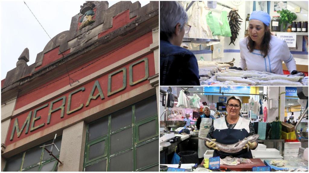 Mercado de O Calvario y dos de sus comerciantes, María del Carmen y Monse