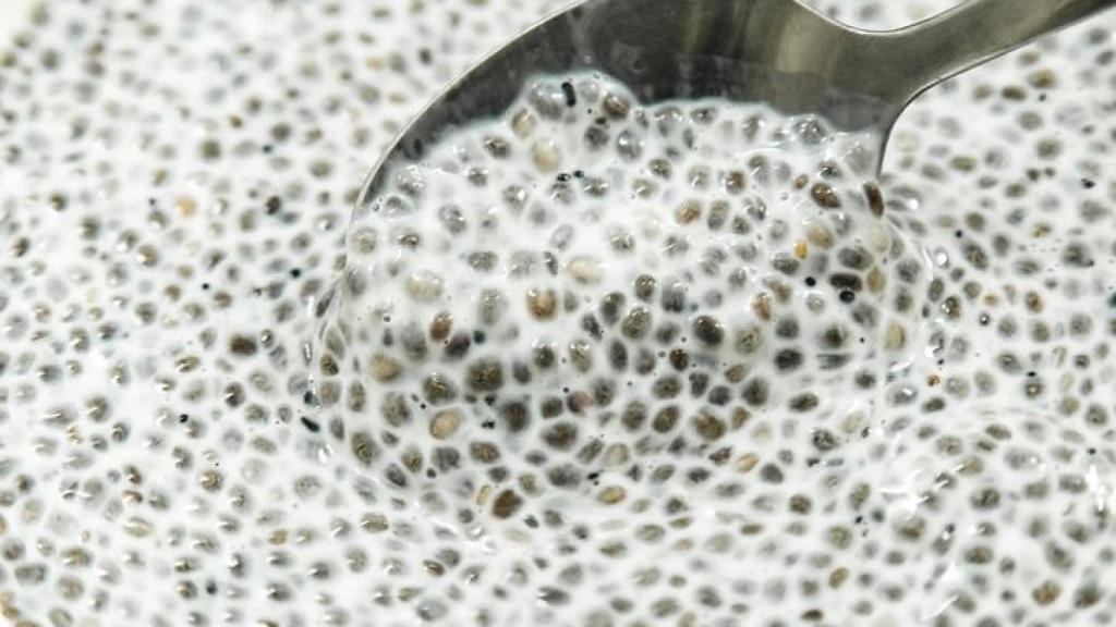 Semillas de chía previamente puestas a remojo.