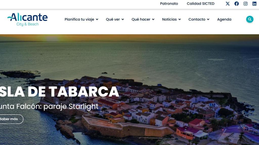 Portada de la nueva web de Turismo de Alicante