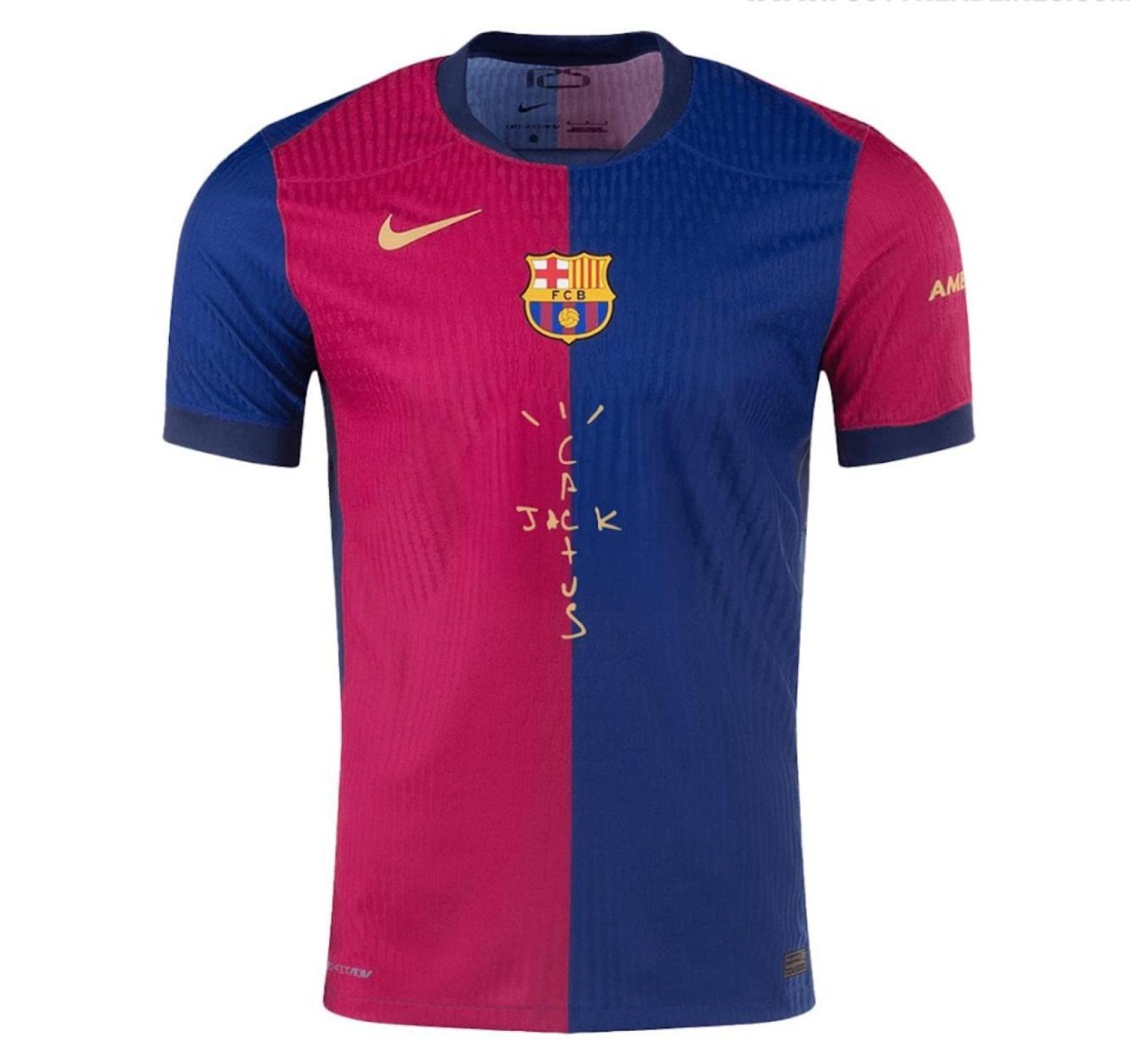 Recreación del posible aspecto de la colaboración entre el FC Barcelona y Travis Scott