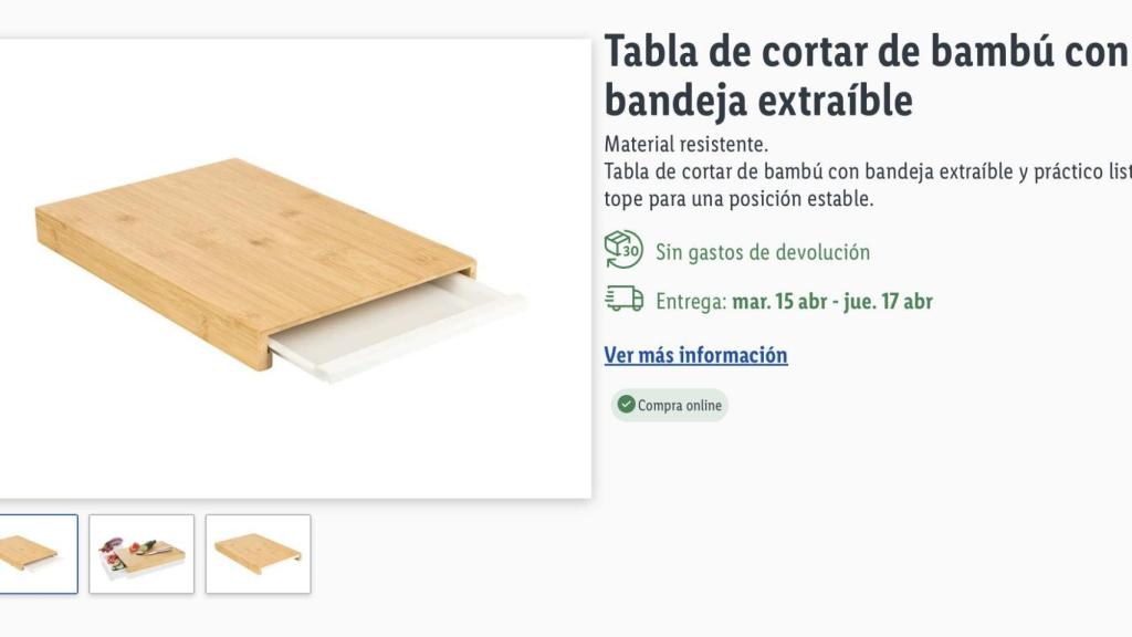 Tabla de cortar de bambú con bandeja extraíble.