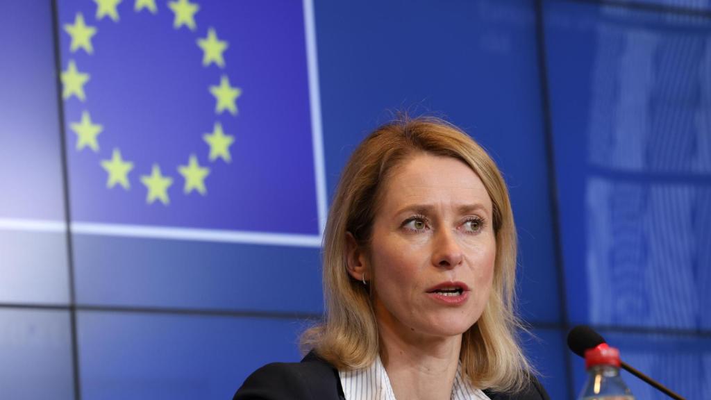 La jefa de la diplomacia europea, Kaja Kallas, durante la reunión de este lunes en Luxemburgo