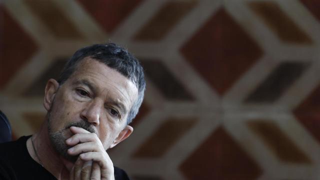 El actor Antonio Banderas, presidente de la Fundación Lágrimas y Favores, durante la presentación este lunes del estudio Análisis del impacto económico de la actividad cofrade de la ciudad de Málaga 2024.