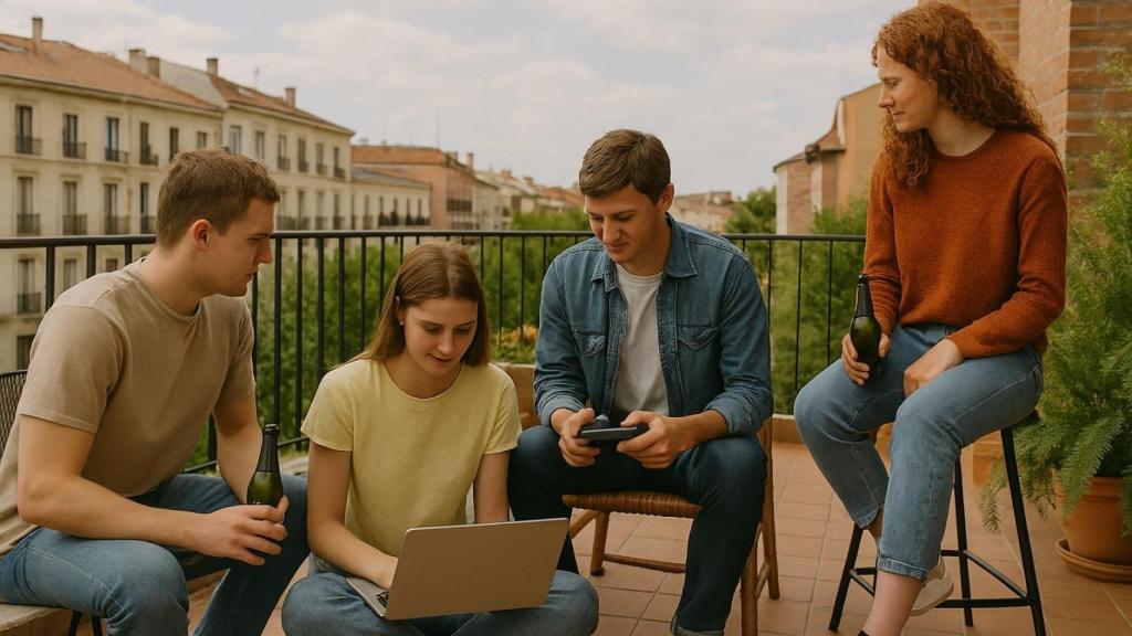 Unos jóvenes de vacaciones en un piso turístico.