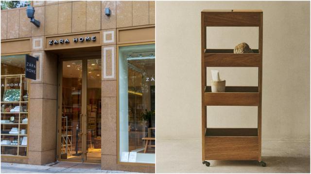 Collage de Zara Home junto a la estantería rústica.