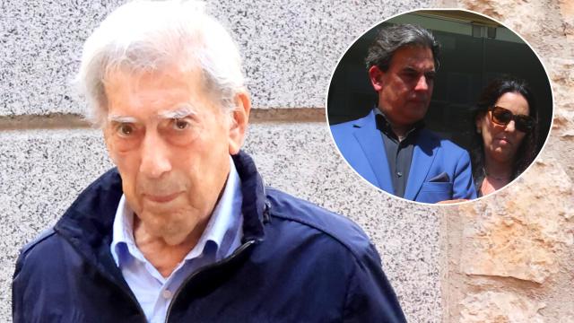 Morgana y Gonzalo, los hijos de Mario Vargas Llosa, en un fotomontaje junto al escritor.