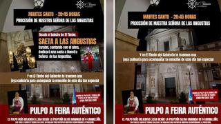 A la izquierda el cartel inicial y a la derecha el final del bar