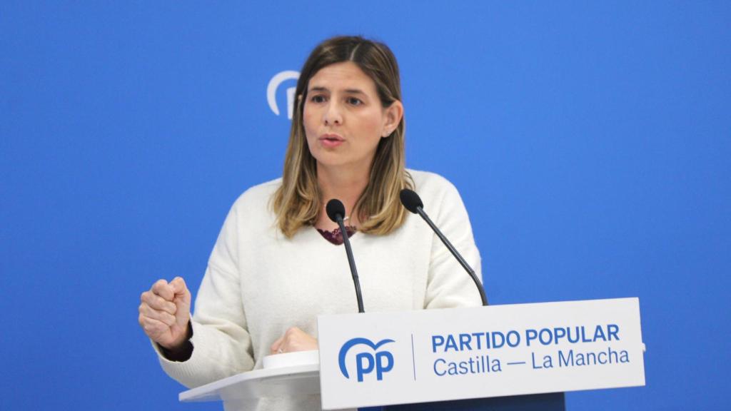La secretaria general del PP de Castilla-La Mancha, Carolina Agudo, este martes en rueda de prensa.