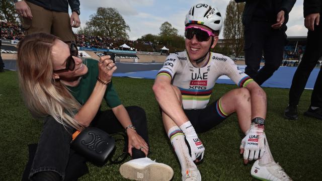 Tadej Pogacar, en el velódromo de Roubaix.