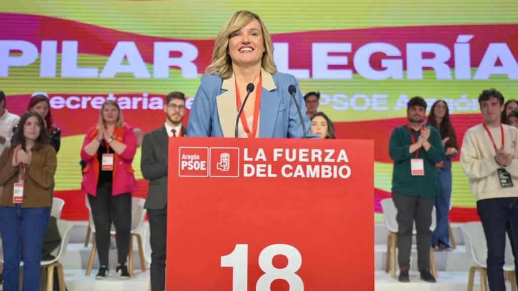 Pilar Alegría, durante el congreso del PSOE-Aragón.