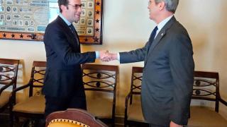 El ministro de Economía español, Carlos Cuerpo, durante su entrevista con el secretario del Tesoro de EEUU, Scott Bressent.