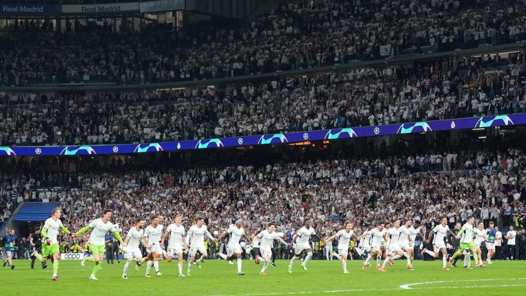 El Real Madrid celebrando la remontada contra el Bayern Múnich en 2024