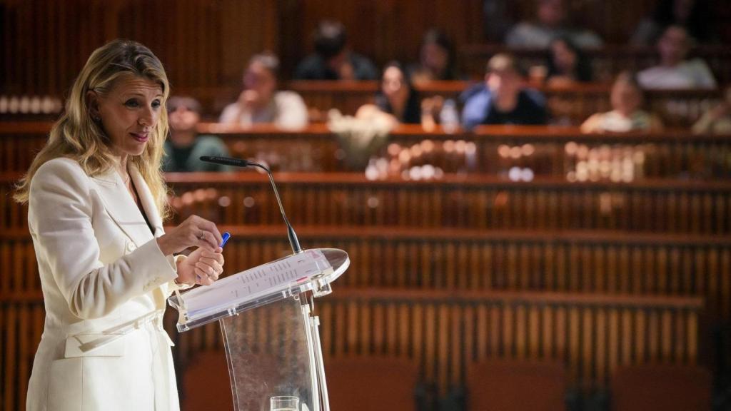 Yolanda Díaz la semana pasada en un acto en San Sebastián.