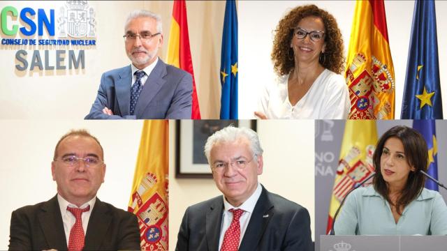 Consejeros del Consejo de Seguridad Nuclear: Juan Carlos Lentijo, presidente, Pilar Lucio, Francisco Castejón, Javier Dies y Silvia Calzón.