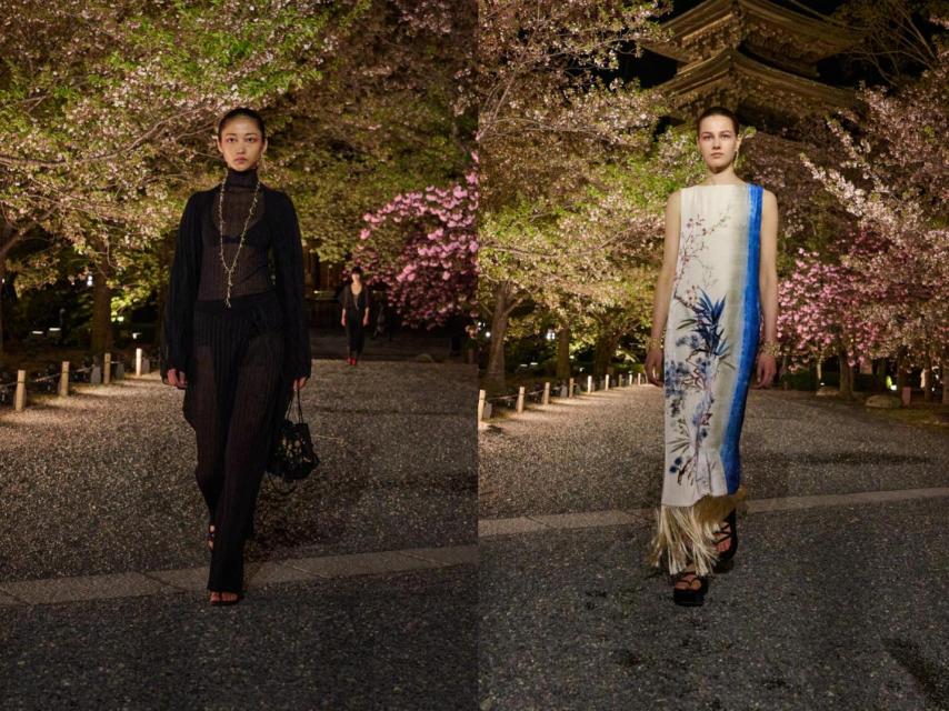Siluetas de la colección de Dior en Kioto.