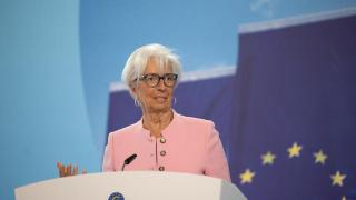 Christine Lagarde, presidenta del BCE, hace unos días durante una conferencia-