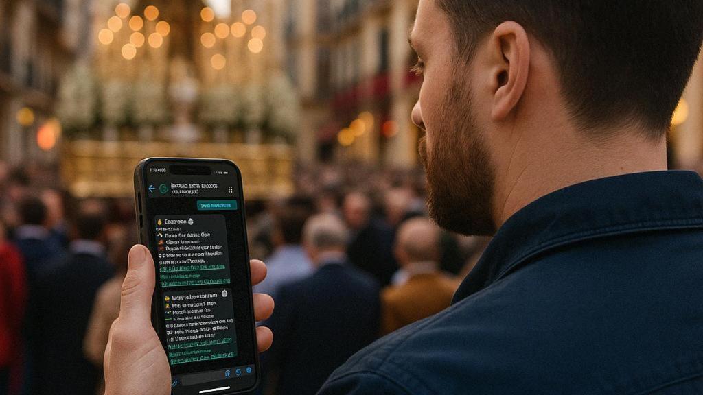 Una persona usando el sistema en la Semana Santa de Málaga.
