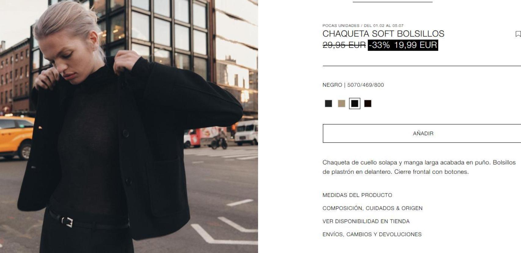 Chaqueta Soft bolsillos de Zara.