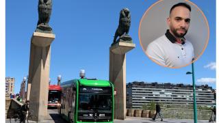 Fran Fernández lleva siete años como conductor de bus en Zaragoza.