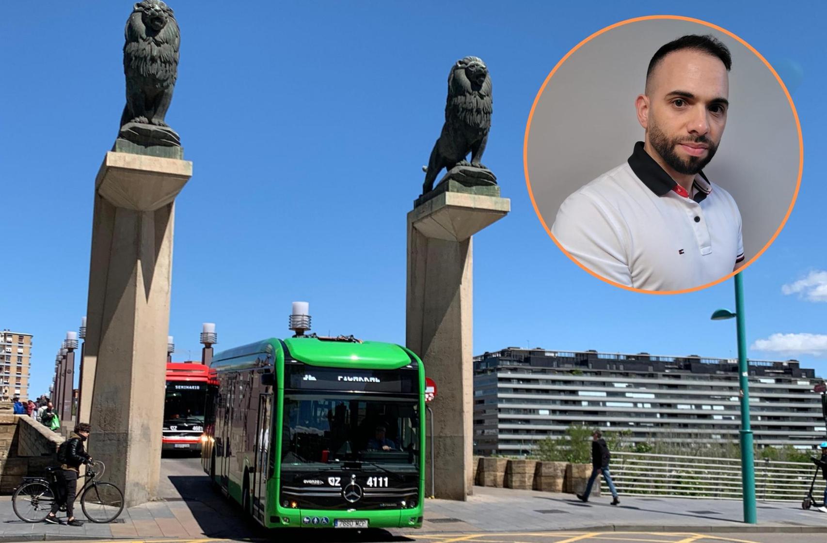 Fran Fernández lleva siete años como conductor de bus en Zaragoza.