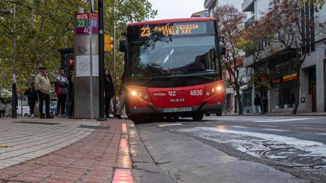 Balizas instaladas en Zaragoza, en una imagen de archivo.