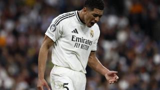 Jude Bellingham se lamenta por una acción durante el partido ante el Arsenal