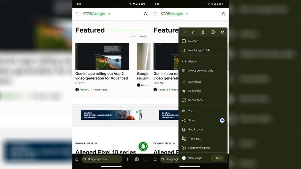 La barra de navegación en la parte inferior en Chrome